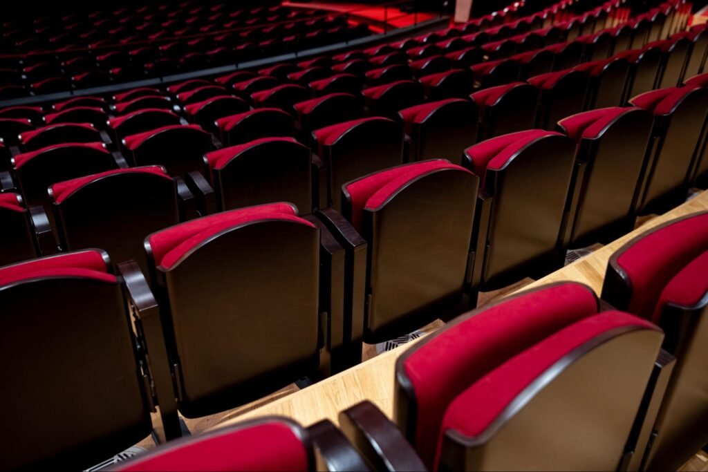 Empty theater seating at the DeYor Performing Arts Center in Youngstown OH ready for an upcoming performance.