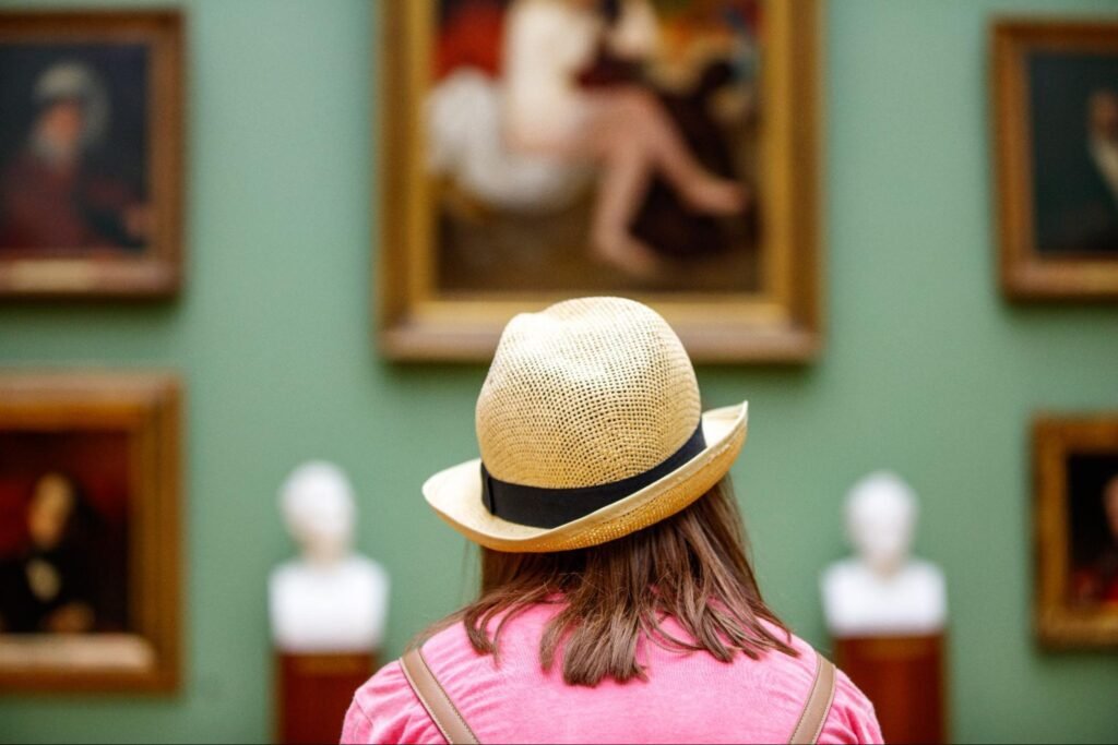 Visitor viewing art exhibits and sculptures at The Maridon Museum in Butler PA; a must-see stop for art and history lovers looking for things to do in Butler PA.